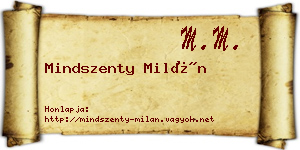 Mindszenty Milán névjegykártya